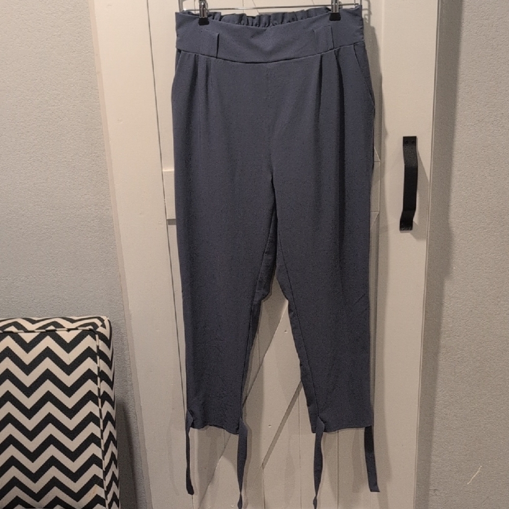 Grace Karin High Waist Pencil Pants w/ Pockets Bow-Knot Cropped Paper Bag Pants